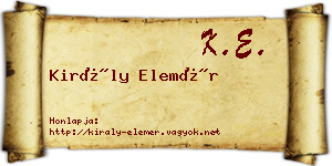Király Elemér névjegykártya