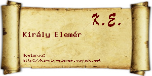 Király Elemér névjegykártya